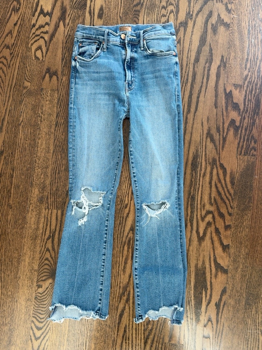 MOTHER The Insider Crop Step Chew Distressed Jeans Size 27